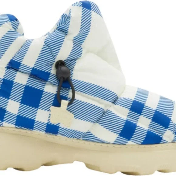 Burberry Unisex (men or women’s) Blue Checkered Pillow Winter Boots - Picture 2 of 5